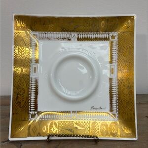 Vintage Georges Briard Golden Wheat Tray Dish Gold Square Plate MCM Modern